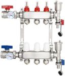 3 Branch PEX Manifold With 1/2" Adapters for Hydronic Radiant Floor Heating Stainless Steel Radiant Heat Pex Manifold Set