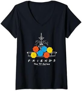 Friends Fountain And Umbrellas T-Shirt avec Col en V