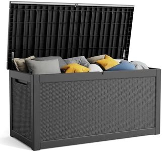 PatioZen 320 Gallon Resin Deck Box, Lockable Patio Outdoor Storage Box for Furniture, Garden Tools and Tools Storage, Waterproof Outside Storage Boxes - Black