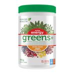 Genuine Health Greens+ Extra Energy, 15 servings, Superfoods, Antioxidants and Polyphenols for daily immediate energy or workout boost, Natural Orange flavoured powder,199g