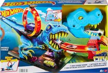 Hot Wheels City Racetrack, T-Rex Chomp Down, Knock Down Dinosaur with Car Stunt in Giant Loop, Includes 1 Toy Car in 1:64 Scale, Toys for Ages 4 and Up, One Pack, HNP77