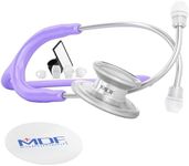 MDF Instruments, MD One Stainless Steel Stethoscope, Adult, Pastel Purple Tube, Silver Chestpieces-Headset, MDF77707