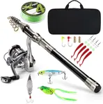 CastWisp Premium Telescopic Fishing Rod and Reel Combo Set Carbon Fiber Spinning Pole with Lures, Hooks, and Carry Bag Perfect for Saltwater Freshwater Fishing, Travel Friendly Kit for Anglers