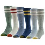 Gold Toe Mens Harrington Crew Socks, Multipairs, Retro Stripe (6-pairs), Large