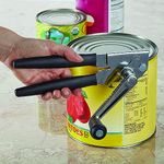LUFMWCWD Crank Handle Commercial Can Opener - Heavy Duty Manual Can Opener - Ergonomic Cushioned Handle - Stainless Steel Blade - Black