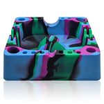 HerbHuggers Premium Quality Unbreakable Silicone Ashtray Featuring Center Tap Ash and Glassware Clearer with Accessory Organizing Slot Holders