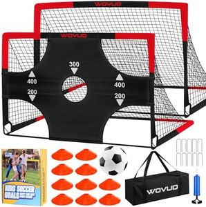 Kids Soccer Goals for Backyard Set of 2, 6x4 ft Portable Toddler Soccer Goal Training Equipment with Soccer Target, Ball, Cones, Soccer Net for Kids Age 3-5 6-8 8-12 10-12-14 Outdoor Sports Game Gifts