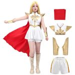 C-ZOFEK Power Princess Shera Cosplay Dress With Red Cloak (Large, White)