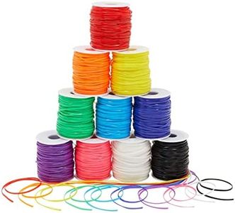 Juvale 50 Yards Each Lanyard String, Gimp String in 10 Assorted Colors for Bracelets, Anklets, Necklaces, Boondoggle Keychains, Plastic Lacing Cord for Arts and Crafts (10 Spools) Rainbow