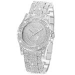 oyeaho Diamond Watch for Women Watch Silver Rhinestone Watches Ice Out Watch Full Diamonds Dress Watch Quartz Crystal Jewelry Stainless Steel Gold Watch Women Wrist Watches, Rhinestone Stainless Steel