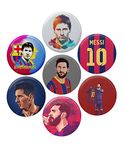 GIFTEENG Messi Set 7 Round Badges - Pack of 7 | Birthday/Anniversary Gift- Best Gift for Friendship Day, Wedding, Rakhi, Diwali & Office Party