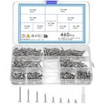 KOXXIAMOQ 460 Pcs M3 Screw Sets, Wood Screws Assortment Kit, Flat Head Self-Tapping Screws, Countersunk Screws Set, Assorted Cross Concrete Screws for Furniture Repairs