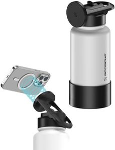 Scosche MFMS32 MagicMount Flask 32 oz Stainless Steel Water Bottle with MagSafe Phone Mount Stand, 12H Hot & 24H Cold, Insulated Flask with Magnetic Phone Holder for Gym, Travel, Sports, 32oz White