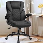 Brick Attic Office Chair Computer Desk Chair Suede Task Chair Cushion with Comfortable Lumbar Support Adjustable Height Padded Flip Up Arms Home Swivel Rocking Function Black