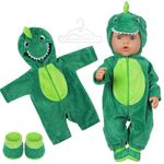 Aolso Baby Doll Clothes for 14-18 Inch Doll 35-45 cm Baby Doll, New Doll Clothes Outfits, Outfits Hooded Jumpsuit with 1 Coat hanger, New Born Baby Dolls Birthday (Dinosaur）