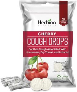 Herbion Naturals Cough Drops with Cherry Flavor – 25Ct Pouch – Oral Anesthetic - Relieves Cough - Soothes Sore Throat and Dry Mouth –Eases Bronchial Irritation - For Adults, Children 6 and above.