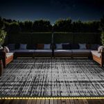 Outdoor Rug 8x10 ft Led Strip Lights Camping Mat Rugs Reversible-Fashion Modern Outdoor Carpet for Patio RV Camper Balcony Backyard Picnic Deck Porch Rug Dark Grey