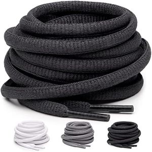 Miscly Lacets de Sport Ovales [3 Paires] pour les Chaussures de Course, les Chaussures de Sport et les Baskets (137 cm, Noir)