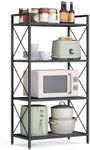 SONGMICS 4-Tier Metal Storage Rack, Shelving Unit with X Side Frames, Dense Mesh, 12.6 x 23.6 x 44.3 Inches, for Entryway, Kitchen, Living Room, Bathroom, Industrial Style, Ink Black UBSC164B01