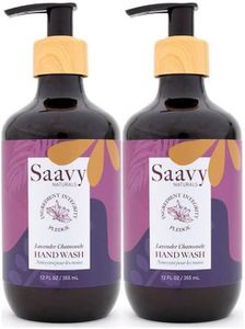 Saavy Naturals Liquid Hand Soap Lavender Chamomile Plant-Based Ingredients - Made In USA - Sulfate free Organic Moisturizing Hand Soap with Aloe Vera, Shea Butter & Essential Oils - 12 Fl Oz, 2 Pack