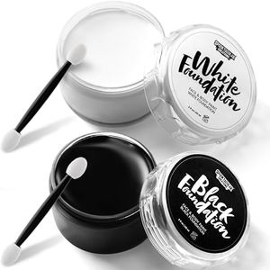 Spooktacular Creations Juego de Pintura para el Cuerpo y la Cara al óleo en Blanco y Negro de 5 onzas de Halloween con Pinceles, Maquillaje SFX de Payaso para Fiesta de Halloween para Adultos y niños