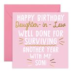 Central 23 - Funny Birthday Card for Her - 'Happy Birthday Daughter-In-Law' - Happy Birthday Card - Daughter-in-law Birthday Card - Cheeky Greeting Card for Her - Comes with Fun Stickers