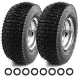 13x5.00-6 Tire and Wheel, Set of 2 Rubber Pneumatic Riding Lawn Mower Tires, Heavy Duty Lawn Mower Wheels with 3/4" Bearings and 6.6" Centered Hub, Tractor & Lawnmower Tires