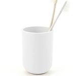 Tumbler Toothbrush Holder Plastic Cups Bathroom Tidy Razor Holder Toothpaste Holder Small Makeup Brush Holder Small Bathroom Cup Travel Camping Portable Reusable Storage Cups 350ml (White)