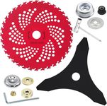 RedFlameDS 9" x 36 Teeth Carbide Tipped Brush Cutter Blades & 10" x 3 Teeth Weed Eater Blades with Universal Adapter Kit for Brush Cutter, Trimmer, Weed Eater