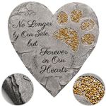 OBSI Pet Memorial Stone - Gray | Dog or Cat Garden Stone Heart Paw Print | Headstone Memory Gifts for Pet Loss