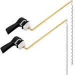 Hibbent 2 Pack Universal Front Mount Toilet Handle Tank Flush Lever Replacement Handle with 2 Pieces Stainless Steel Flapper Chains for Most Front Mount Toilets - Matte Black Finish Toilet Handle