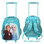 NOVEX 16-Inch Disney Frozen Kids Trolley Backpack for Girls | Durable Polyester School, Travel & Picnic Bag - 2 Spinner Wheels | Cute & Unique Cartoon Design - Turquoise Blue