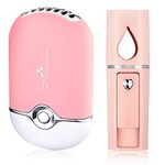 USB Mini Portable Fans and Portable Nano Facial Mister Rechargeable Electric Handheld Air Conditioning Atomization Eyelash Extensions with Mirror