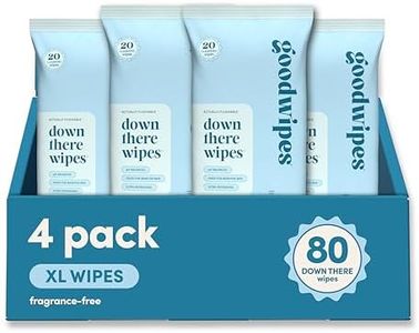 goodwipes Down There Wipes - Unscented Flushable Feminine Wipes for Women, pH Balanced for Sensitive Skin, Septic Safe, Feminine Hygiene, Travel Size - Fragrance-Free, 80 Count (4 Packs of 20)