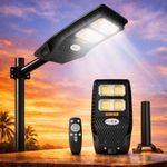 Gesto 120W Solar Street Light Outdoor with Motion Sensor & Remote | 2200 Lumens with 5000mAh Battery | Auto ON at Night Auto Off in Day | Wall & Pole Mount Light for Parking,Garden & Street (6500K)