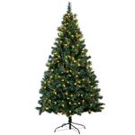 Christmas Tree World | 6ft Artificial Pre-lit Majestic Dew Pine | Natural and Realistic Look with Bushy and Luxury Quality PVC Tips | Easy to Assemble and Take Down | 98cm Diameter