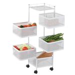 Vegetable Rack 6 Tier, Rotating Kitchen Storage Rack, Fruit Vegetable Storage Rack on Wheels, Detachable Storage Trolley Cart, for Kitchen /Living Room/Bedroom/Household Corner Organisation, white.