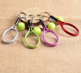 Happier You Lawn Tennis Keychain | Tennis Racket Ball Keychain for Lawn Tennis lover (Random colour pack of 1)