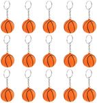 iMagitek 15 Pack Orange Basketball Keychains for Kids Party Favors Supplies, School Carnival Prizes, Party Bag Gift Fillers, Basketball Stress Relieve Ball