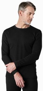 LAPASA Men's 100% Merino Wool Base Layer Top, Outdoor Thermal Underwear Long Sleeve Shirt Lightweight M29 M Black