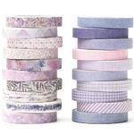 YUBX Vintage Washi Tape Set 20 Rolls Skinny Retro Decorative Antique Patterns Masking Tapes for Arts, DIY Crafts, Journals, Planners, Scrapbook, Wrapping (Purple)