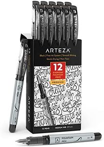 Arteza Disposable Fountain Pens, Pack of 12, Medium 0.9-mm Nib, Smooth-Writing Quick-Drying Black Ink Pen, Art Supplies for Professionals, Students, and Hobbyists