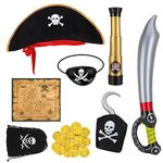 Fuyamp 8 Pieces Pirate Costume Accessories, Pirate Fancy Dress Costume Accessory Set, Halloween Caribbean Pirate Fancy Dress Up Costume Party Cosplay Toy Prop Accessory for Boys Girls