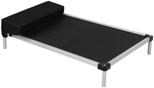 PaWz Elevated Dog Beds,Raised Pet Trampoline with Aluminum Frame,Chew Proof,No-Slip Feet,Durable Supportive Teslin Mesh,Breathable,Indoor and Outdoor Use,Max Capacity 50kg,Black(100cmx70cmx15cm)