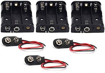OLIREXD 3X 1.5V (4.5V) AA Battery Holder and 9V I Type Snap Batteries Clip Connector Buckles with Cord Wire Leads Storage Box Holders Bundle Spring Clip (Pack of 3)