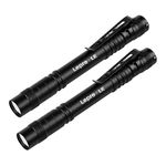 LE Lepro Pocket Pen Torch Light Flashlight C120, Small, Mini, Pen Light with Clip, AAA Battery Powered [Not Included], Perfect Torch for Inspection, Work, Repair, Gift and More, Pack of 2