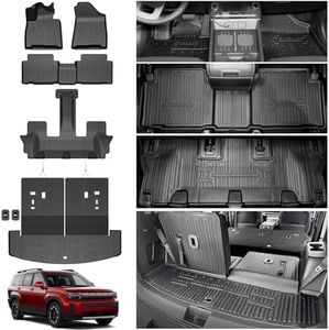 HOUCLEMIC Floor Mats for 2024 2025 Hyundai Santa Fe-All Weather Cargo Mat with Backrest Mat for 2025 Hyundai Santa Fe Calligraphy Accessories (Fit Hybrid and Fuel)