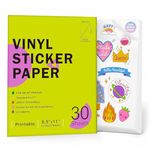 Ruibytree Printable Clear Vinyl Sticker Paper for Inkjet Printers, 30 Sheets Transparent Paper of 8.5x11 DIY Personalized Self-Adhesive Paper that is Tear Resistant, Waterproof Labels, Easy to Cut