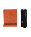 TEGO Stance Yoga Mat with GuideAlign for Posture Alignment (Bronze Navy With Bag) | Reversible Design with Dual Texture Grip | 5mm Thick | Antimicrobial, Non-Slip, Sweat-Resistant | 6ft x 2ft | Yoga & Fitness Mat | Shoe-friendly Workout Mat