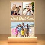 Personalised Birthday Gifts for Men, Personalised Photo Frames with Pictures, Customised Picture Frame Acrylic Plaque with Night Light, Personalised Christmas Photo Gifts for Dad, Kid, Family